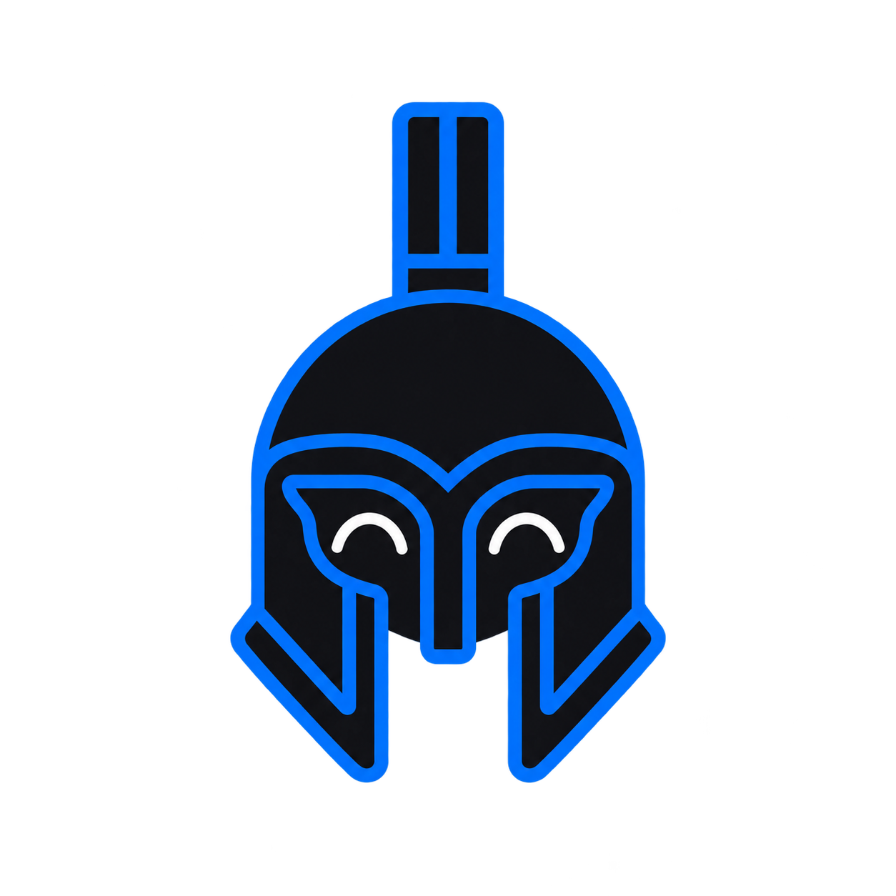 Mascote Pãotheon: um capacete azul com olhos fechados sorrindo.